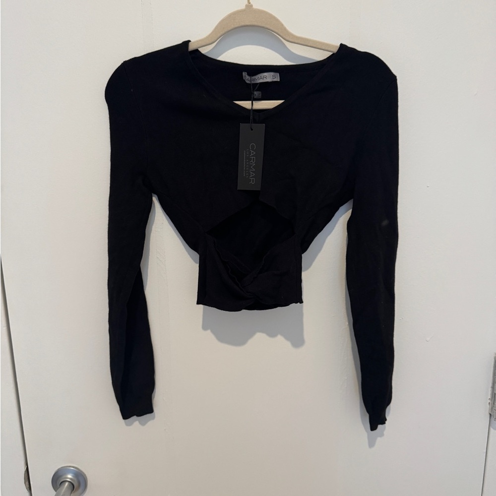 Carmar Cropped Cross Front Sweater
